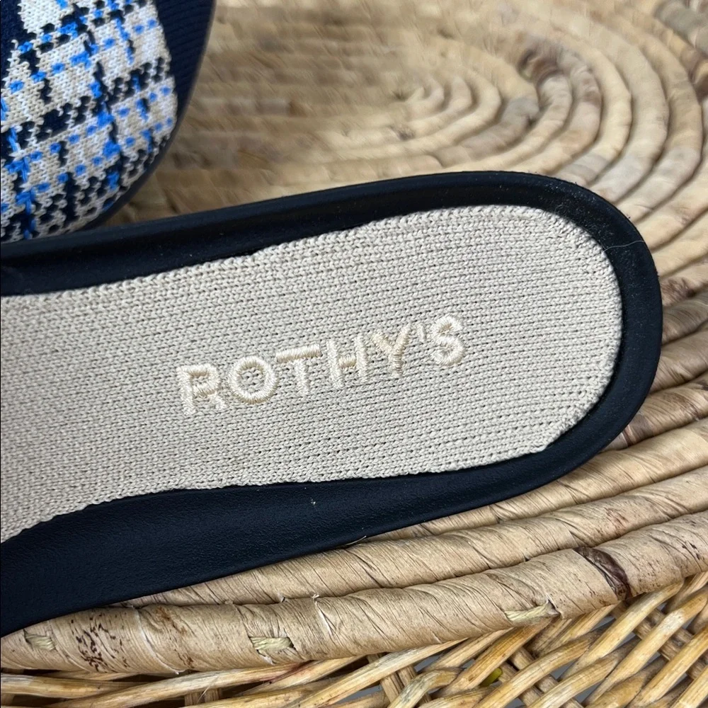 Rothy's Pointed Flat Knit Plaid Navy Cream Preppy 6 - Picture 9 of 9